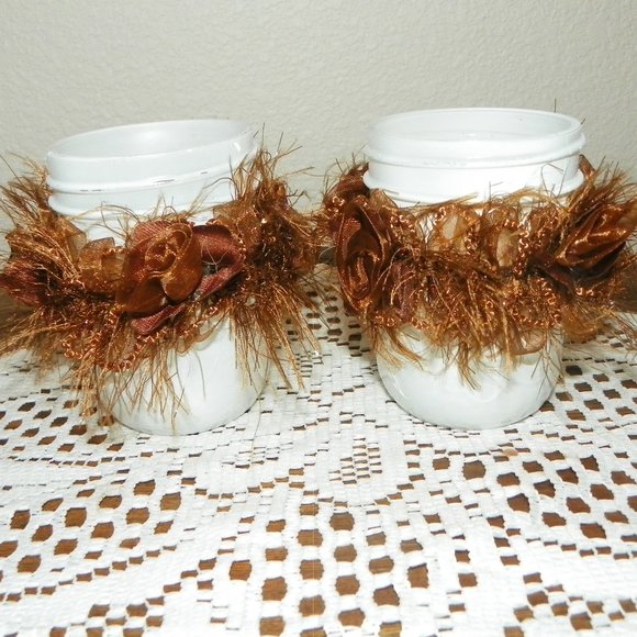 4 Wedding Glass Table Party Favor Fall Burlap - Picture 5 of 10
